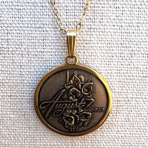 August Birth Month‎ Gladiolus Flower Pendant Whiting Davis Gold Tone Chain 18"